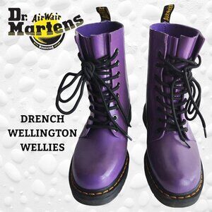 Dr. Martens DRENCH Wellington Wellies - Purple Rubber Boots – Size 8